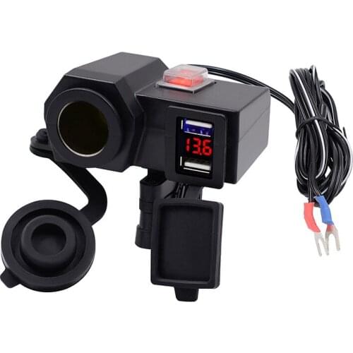 WUPP3 generation motorcycle mobile phone charger waterproof cigarette lighter seat + dual USB4.2A + voltmeter universal change