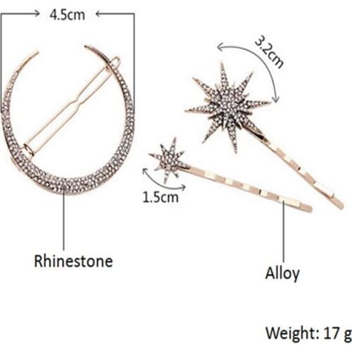 WWLB Branded Design Star Moon Rhinestone Hair Clip Hair pin Fashion Hair Accessories Women Jewelry