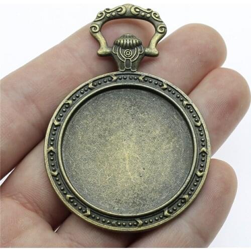 WYSIWYG 1pcs 35mm Inner Size Vintage Antique Bronze Color Rabbit Back Zinc Alloy Cameo Cabochon Base Setting Charms Pendant