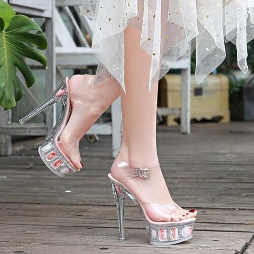 2021 Summer New Fashion Transparent High Sandals For Women With Stiletto Sexy Clear Platform Heels Shoes