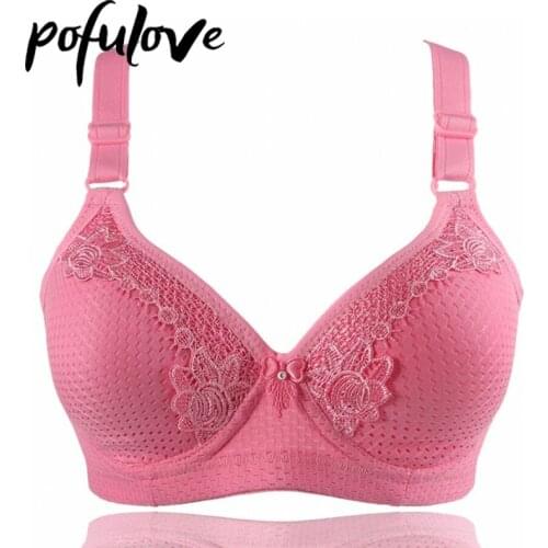 Women Embroidery Floral Bra Wireless Push Up Bras Thin Cup Breathable Cotton Bralette Soft Seamless Brassiere Female Underwear