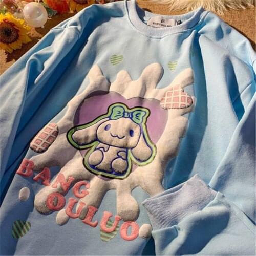 Long Sleeved Womens 2020 New Spring And Autumn Loose Korean Printed Round Neck Sweatshirt All-match Wn