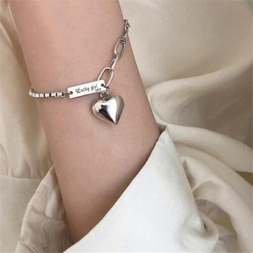 925 Sterling Silver Vintage Tassel Heart Charm Bracelet &Bangle Anklet For Women Girls Party Wedding Jewelry SL013