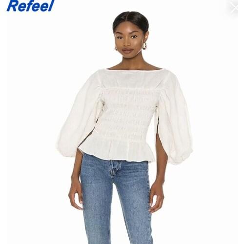 Summer Women Camis Ramie Pleated Neckline Split Lantern Sleeves Full Body Elastic Tank Top Vintage High Street Club Loose Top