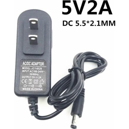 1pc 5V2A New AC 100V-240V DC 5V 2A 2000mA Power Adapter Converter EU Plug US Plug DC 5.5mm x 2.1mm