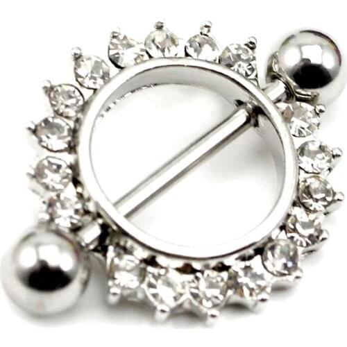 1 Pcs Amazing Stainless Steel Love Nipple Shield Bar Ring Body Piercing Clear Crystal Sunflower