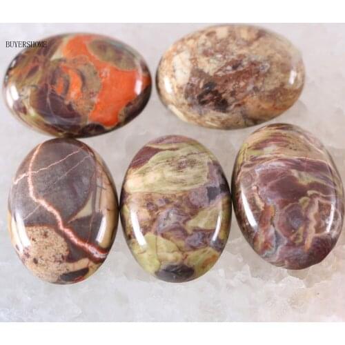 18x25MM Oval Natural Stone Bead Green Jaspe CAB Cabochon For Jewelry Making DIY Bracelet Necklace 5Pcs K558