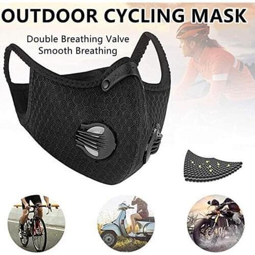 2@#Parts Washable Reusable Dustproof Respirator Bicycle Moto Mask Cycling Sport Training Black Filter Motorcycle Protection