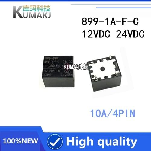 5PCS/LOT 100%Original New relay 899-1A-F-C 12VDC 899-1A-F-C 24VDC 899-1A-C 899 1A F C 10A 4PIN A set of normally open