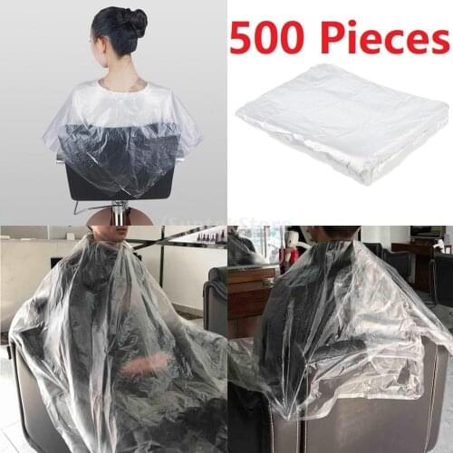 500pcs Disposable Hair Cutting Cape Gowns Barber Capes Cloth Apron Clear