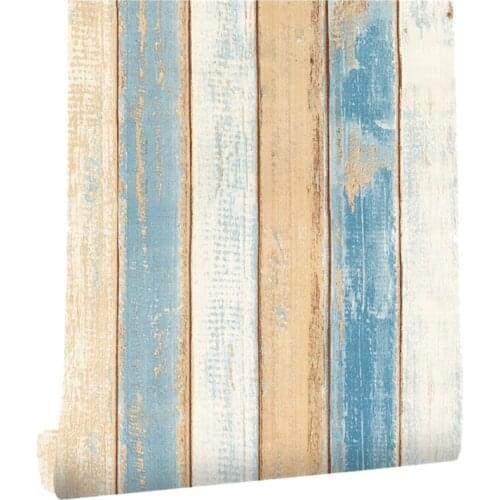6M Vinyl 3D Mediterranean Wood Grain Paper Self Adhesive Wallpaper Furniture Wall Stickers