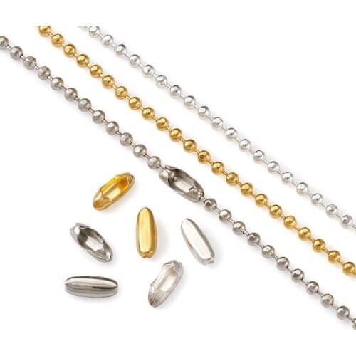 15Meters/Set 2.3mm Brass Beaded Ball Chains Ball Chain Connectors For DIY Necklace Jewelry Making Accessories Supplies 3 Colors