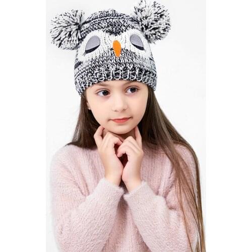 New Cartoon owl baby Children hats Autumn Winter Casual boys girls Warm Soft Wrap Knitted caps Lovely Gifts for 2-8Y kids#38