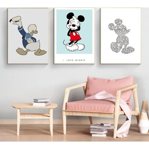 Disney Winnie The Pooh Donald Duck Mickey Mouse Canvas Paintings Cartoon Posters and Print Wall Art Pictures for Home Decoration
