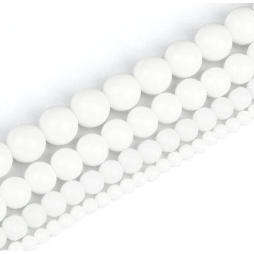 4 6 8 10MM Narural Stone Beads White Polish Onyx Agates Smooth Loose Round Beads For Jewelry Accessories Making DIY Bracelet New
