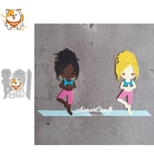 Sport Yoga Girl Metal Cutting Dies Mold Knife Scrapbooking Stencil DIY Embossing Craft Die Cuts Card Making New Dies For 2021