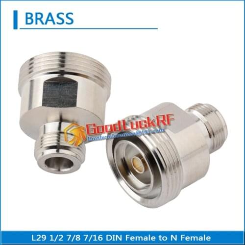 Dual L29 1/2 7/8 7/16 DIN Female To N Female Plug Cable Connector Socket Jack Straight Brass Coaxial RF Connector Adapters