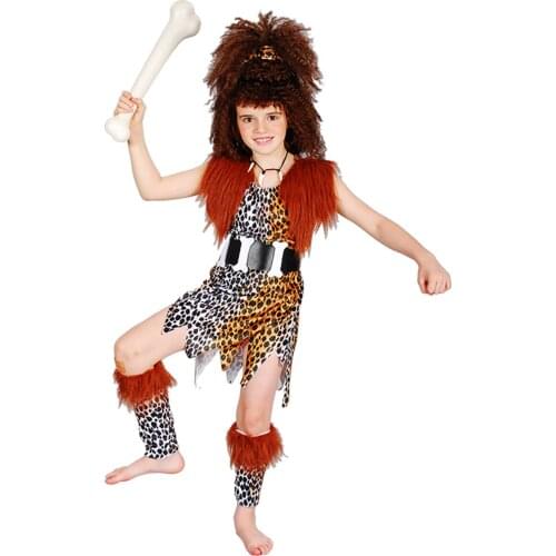 Hot SellingHot Halloween Costume Cosplay Indian Children Leopard Savage Show Stage Props Masquerade Performance Carnival Party