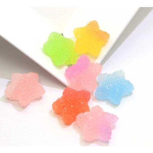 Candy Resin Cabochon Double Colors Flatback Kawaii Star Heart Shape Beads For Craft Girl Hair Center