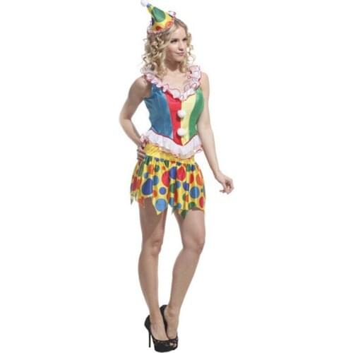 Halloween Carnival Adult Circus Clown Costume Women Jester Cosplay Costumes Fancy Dress
