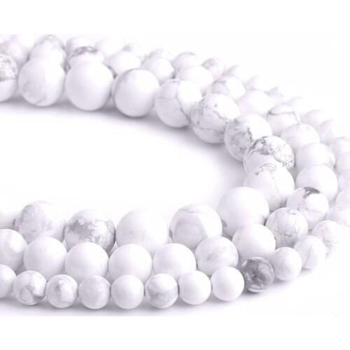 Natural White Howlite Turquoises Gem Stone Beads White round loose Beads For Jewelry Making bracelet necklace diy 4 6 8 10 12mm