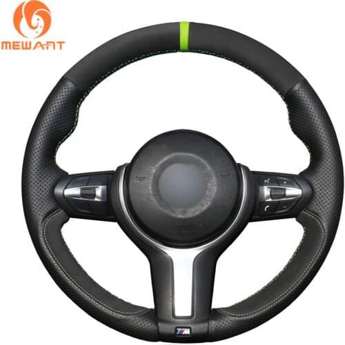 MEWANT Black Genuine Leather Hand Sew Car Steering Wheel Covers for BMW M Sport F30 F31 F34 F20 F21 M135i M140i F45 F46 F22 F23