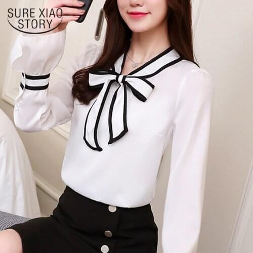 Fashion Women tops and Blouses 2019 Plus Size 3XL Women Blouse Shirt Long Sleeves Solid White Black Shirt Women Blusa 1040 40