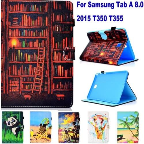 Fashion Cartoon Pattern Tablet PC Wallet Card Slot Case for Samsung Galaxy Tab A 8.0 2015 T350 T355 Case Stand Flip Cover coque