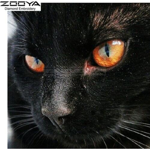 ZOOYA Diamond Embroidery DIY Diamond Painting Ferocious Black Cat Diamond Painting Cross Stitch Rhinestone Decoration CJ936