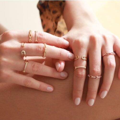 Luxury women rings female chain set auger modelling style vintage contracted joker fold belt ornaments fashion jewelry