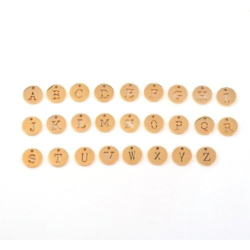 Small Script Initial Charms Rose Gold Disc A-Z Arabic Alphabet for Necklace or Bracelet