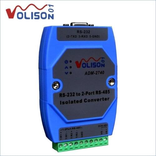 New Photoelectric isolation RS232 to 2-port rs485 converter Active 232 to 485 industrial lightning protection Guide rail