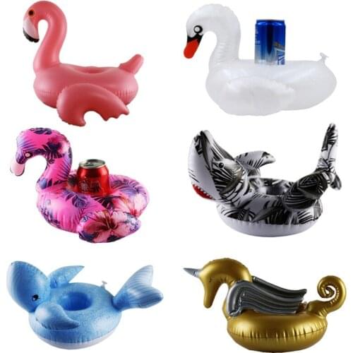 Ins Hot Flamingo Cup Holder for Pool Whale Inflatable Drink Holder Float Swimming Ring Beverage Beer Holder Water Sport Party