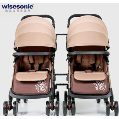 Portable twins baby stroller sitting lying two seat baby twins carriage double seat twins baby buggy