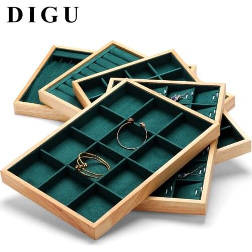 Solid wood jewelry counter ring tray necklace bracelet jewelry display tray see pallet 12 compartment storage box