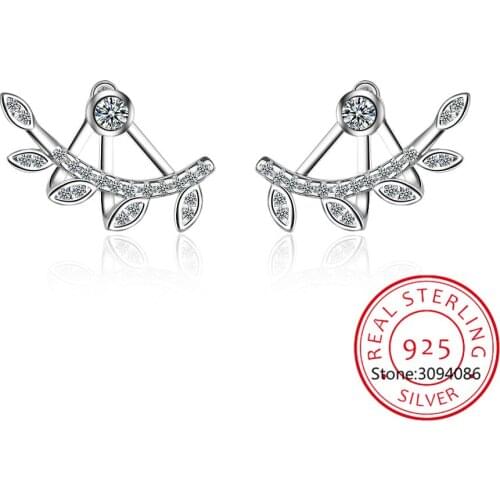Silver 925 Jewelry Tree of Life Stud Earrings for Women 925 Sterling Silver Leaves Anti-allergy Fine Jewelry Gifts