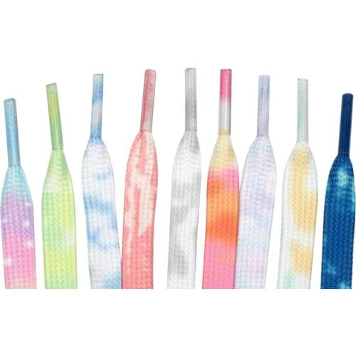 150 cm / 59" Rainbow Gradient Print Canvas Sneakers Shoe Laces Flat Casual Shoelace Double Layers