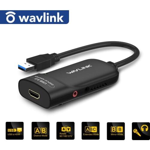 Wavlink USB 3.0 to HDMI-Compatible Video Graphics Adapter 2k External Video Card Adapter Extend/Mirror Support Windows Mac OS