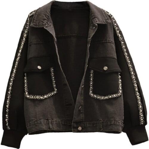 Oversized Spring Autumn Smoky Gray Harajuku Vintage Denim Jacket Women 2021 New Fashion Loose Long Sleeve Jeans Coat Female A822