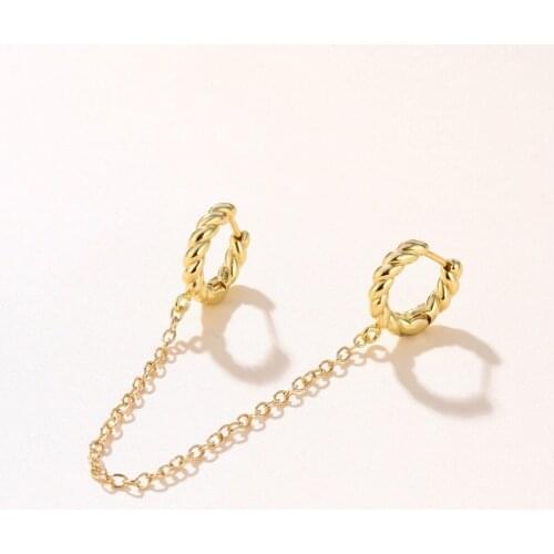 Punk Gold Safety Pin Hoop Earrings Trendy Long Chain Cartilage Circle Huggie Earrings for Women Girls Tassel Ear Jewelry