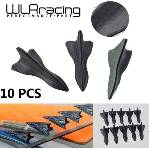 10pcs/Set EVO-Style Carbon Fiber PP Rear Roof Shark Fins Spoiler Wing Trunk Kit Black For Auto Car SUV Off-Road Pickup Truck