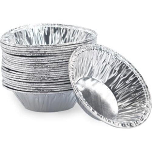 100Pcs Disposable Aluminum Foil Tart Pan Round Egg Tart Mold Cupcake Cookie Mould Kitchen Baking Tools Mini Pot Tart Bake Plate