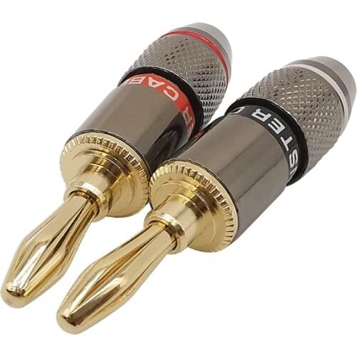 2Pcs/1Pair Gold Plated Banana Connector Pure Copper Banana Plug Speaker Adapter Solder-free Screw Speaker Plugs Audio Connector