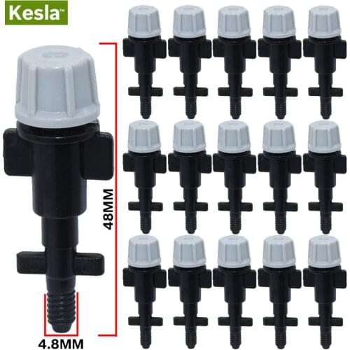 KESLA 20PCS Adjustable Misting Grey Nozzle Threaded Barb Tee Garden Watering Irrigation Sprinkler for 4/7mm 1/4'' PETubing Hose