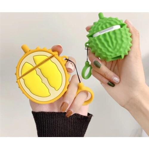 3D Creative Durian Pattern Case for AirPods 1 2 Wireless Bluetooth Earphone Sleeve Sheath Cover Silicone Soft Shell Ins Fashion