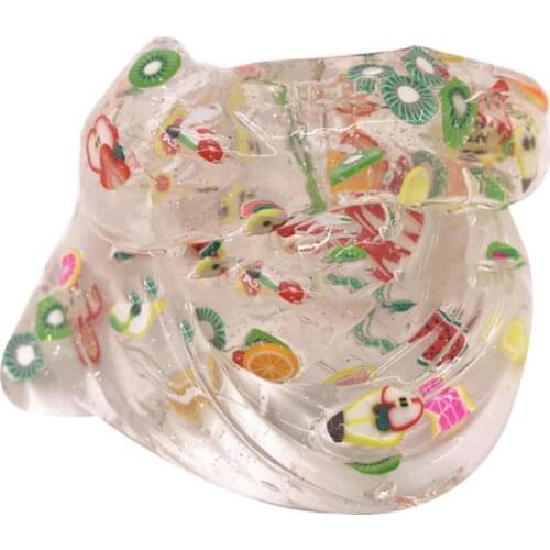 50% Hot Sale Transparent Sliced Fruit Salad Slime Magic Mud Putty Stress Relief Sludge Toy Reusable Fluffy Slime Toy Kids Gift