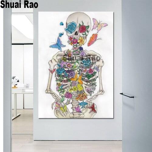 5d DIY diamond painting Skeleton,amazing, art, butterfly, drawing diamond Embroidery Round full diamond Mosaic