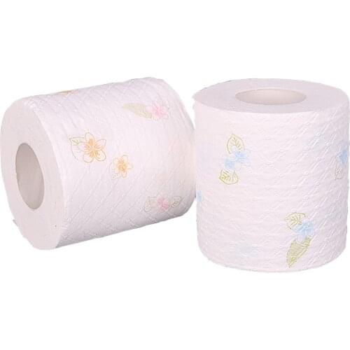 6Roll 4ply White Toilet Tissue Printed Replacement Roll Paper Clean Instant Toilet Tissue Home Bath Toilet Roll Paper Wholesale