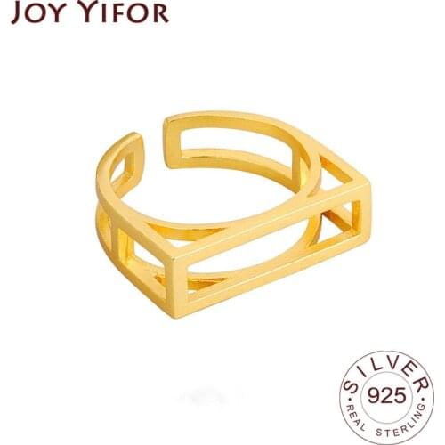 925 Sterling Silver Korean Vintage Ring For Women Triangle Female INS Simple Handmade Opening Finger Fashion Jewelry Couple