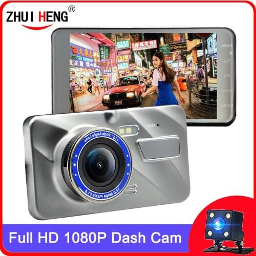 Car DVR Dash Cam Car Video Recorder Dual Lens Full HD 1080P 4" IPS Vehicle Camera Front+Rear Night Vision G-sensor Recorder